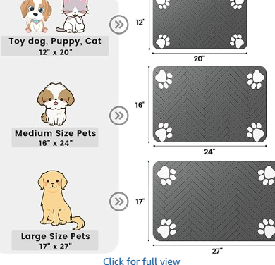 Pet Feeding Mat - Absorbent Pet Placemat for Food & Water Bowl with Waterproof Rubber Backing, Quick Dry Drinking Mat for Dogs & Cats  Visit the DK177 Store